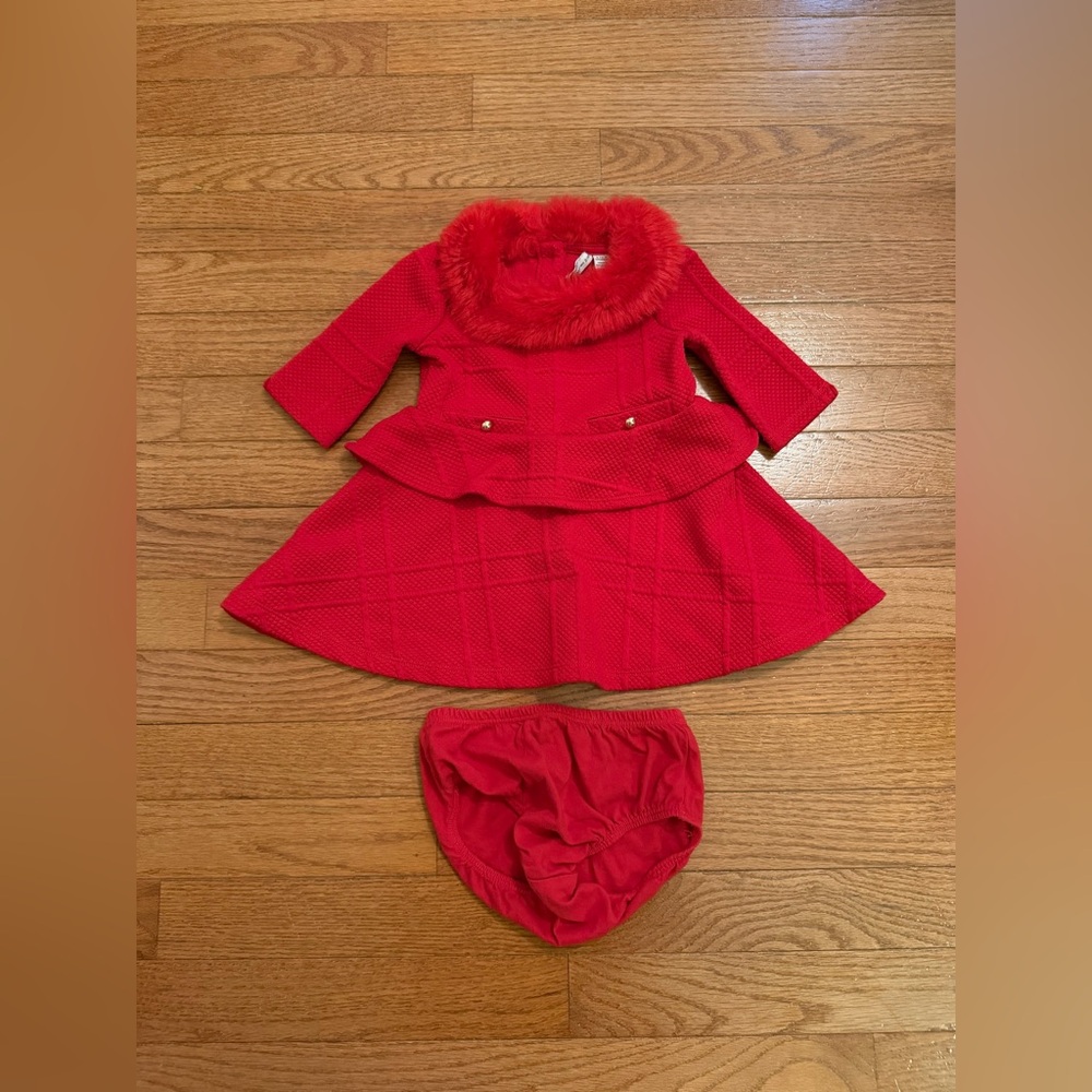 Janie and Jack Infant Faux Fur Jacquard Christmas Dress